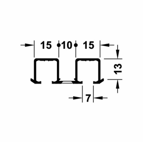 Hafele Double Running Track, Top, for Hawa Clipo, Aluminum, 11' 5 3/16", Item# 405.90.033, 40590033, 405-90-033