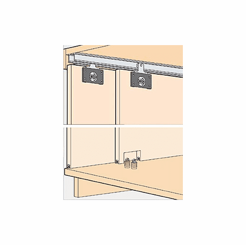 Hafele Sliding Door Hardware, Hawa Combino 35 IF, set, For Top Hung Wood Doors, for Door Heights up to 7' 2 5/8", For 2 Doors; Up to 77 lbs, Item# 405.91.723, 40591723, 405-91-723
