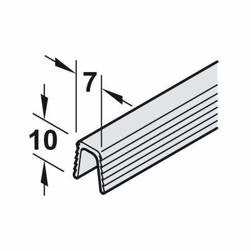 Hafele Single Guide Track, Bottom, with harpoon-type flange, For press fitting and glue fixing into groove, plastic anthracite, length: 2,500 mm, Item# 405.98.517, 40598517, 405-98-517