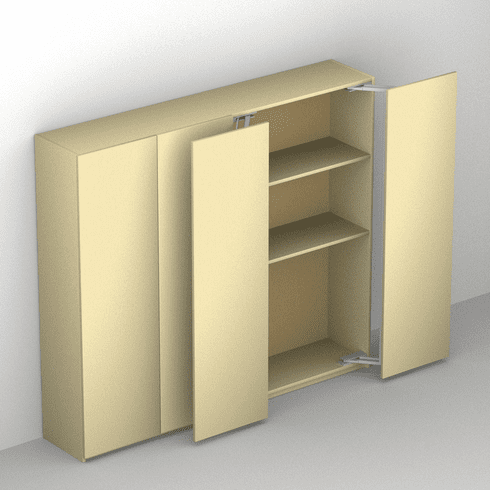 Hafele Lateral Swing Fitting, Swingfront 20 FB, for wooden or narrow aluminum frame doors, For swing-out doors up to 44 lbs., Min. cabinet width 398 mm, opening path 475 mm, Item# 407.32.906, 40732906, 407-32-906