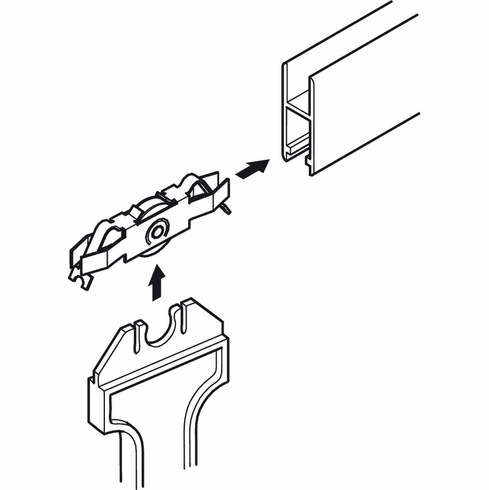 Hafele Dust Strip, Vertical for Bypassing Applications, aluminum/plastic, 8' 2 7/16", Item# 416.13.932, 41613932, 416-13-932