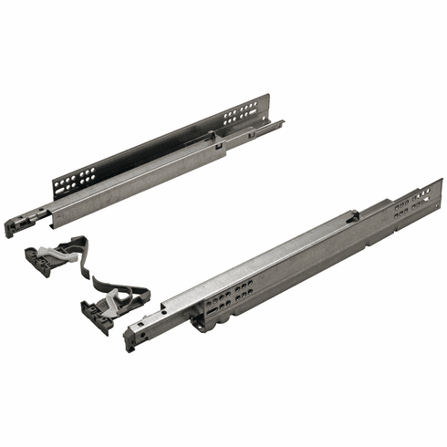 Hafele Concealed Undermount Slide, Frameless, Full Extension, Soft Close,75 lbs./Pair, Salice Futura, 550 mml length, Item# 421.23.755, 42123755, 421-23-755