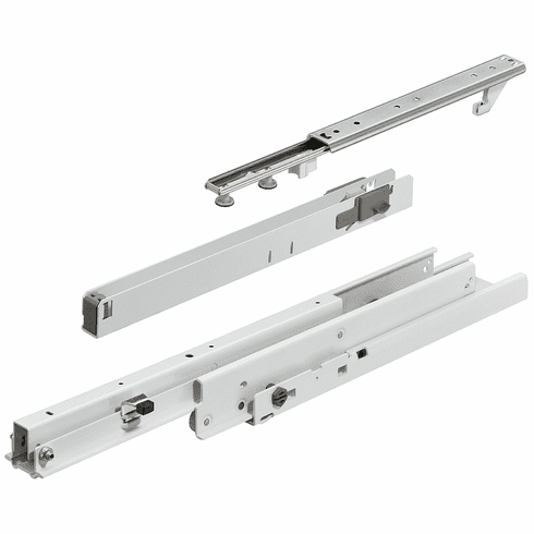 Hafele 421.50.670 Pull-Out Guide, FR771, progressive, full extension, with EZ-close mechanism, top/bottom mounted, white, 700mm, 275 lbs (1 piece), 42150670, 421-50-670