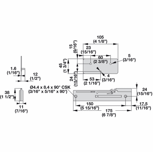 Hafele Optional Easy Close Kit, Accuride 115RC Linear Motion Track System, 265 Weight Capacity, Item# 421.59.521, 42159521, 421-59-521