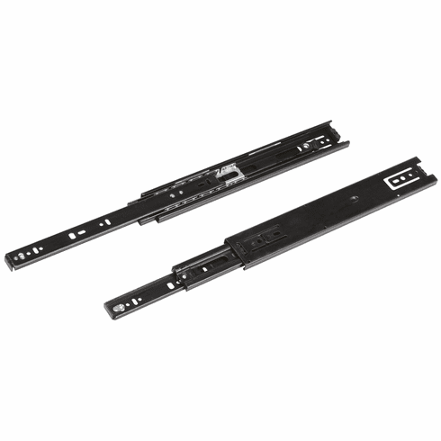 Hafele Accuride 3832DO Telescopic Detent Out Ball Bearing Drawer Slide, Full Extension, 100 lbs Weight Capacity, Load bearing capacity up to 45 kg, steel, side mounted, Black, 20", Item# 422.91.351, 42291351, 422-91-351