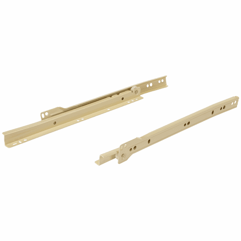 Hafele Epoxy Coated Bottom Mounted Slide, 3/4 Extension, Self-Closing, 100 lbs, Complete Set, Beige, 20", Item# 423.37.050, 42337050, 423-37-050