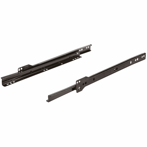 Hafele Epoxy Coated Bottom Mounted Slide Set, 3/4 Extension, Self-Closing, 100 lbs Weight Capacity, Complete Set, white; 12", Item# 423.37.730, 42337730, 423-37-730