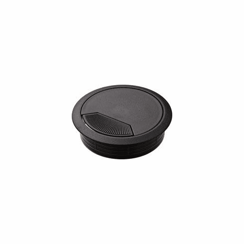 Hafele Plastic Cable Grommet, Two-Piece, Round with Spring Closure, Plastic, with spring loaded, swivelling section in cover, for workplace organization, Black, Diameter:80 mm, Item# 429.99.342, 42999342, 429-99-342