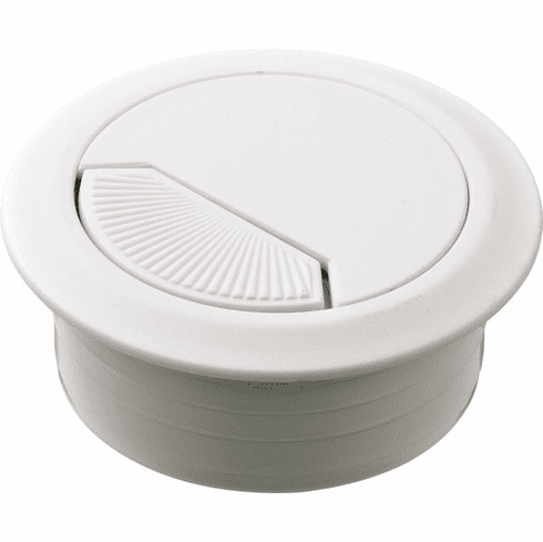 Hafele Plastic Cable Grommet, Two-Piece, Round with Spring Closure, Plastic, with spring loaded, swivelling section in cover, for workplace organization, White, Diameter:60 mm, Item# 429.99.726, 42999726, 429-99-726