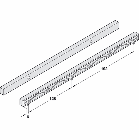 Hafele Guide Rail, Suitable for drawers with 17 mm groove, For screw fixing to side panel, Length 350 mm, Item# 430.15.765, 43015765, 430-15-765