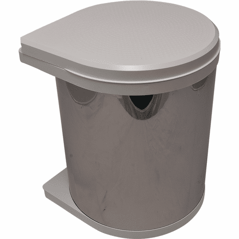 Hafele Side Panel/Door Mounted Waste Bin, Side Panel/Door Mounted, Installation behind hinged doors, Housing: stainless steel, polished; Lid: white, Item# 502.12.023, 50212023, 502-12-023
