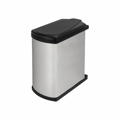 Hafele Side Panel/Door Mounted Waste Bin, Hailo Uno (Rectangular), Installation behind hinged doors, Stainless steel/black, Item# 502.62.114, 50262114, 502-62-114
