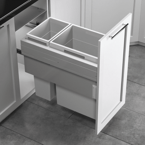 Hafele Waste Bin Pull-Out, Hailo US Cargo 15 FL (Full Access), Dark silver gray, Item# 502.77.531, 50277531, 502-77-531