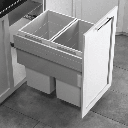 Hafele Waste Bin Pull-Out, Hailo US Cargo 18 FL (Full Access), Dark silver gray, Item# 502.77.532, 50277532, 502-77-532