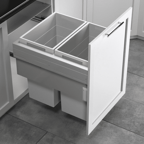 Hafele Waste Bin Pull-Out, Hailo US Cargo 21 FL (Full Access), Dark silver gray, Item# 502.77.533, 50277533, 502-77-533