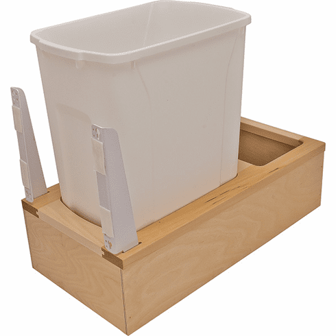 Hafele Waste Bin Pull-Out, KV Wood Frame, Bottom Mount, Single, Depth is 22 3/8", 35 qt., Item# 503.14.772, 50314772, 503-14-772