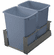 Hafele Waste Bin Pull-Out, Hfele Matrix, Double, Frame: anthracite, bottom and back: black melamine, bin: gray; 2 x 52 qt, Item# 503.15.224, 50315224, 503-15-224