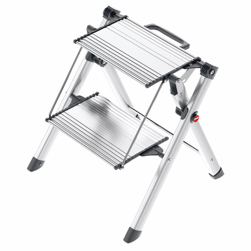 Hafele Step Stool, Mini Comfort, Folding, Silver/black, Item# 505.03.232, 50503232, 505-03-232