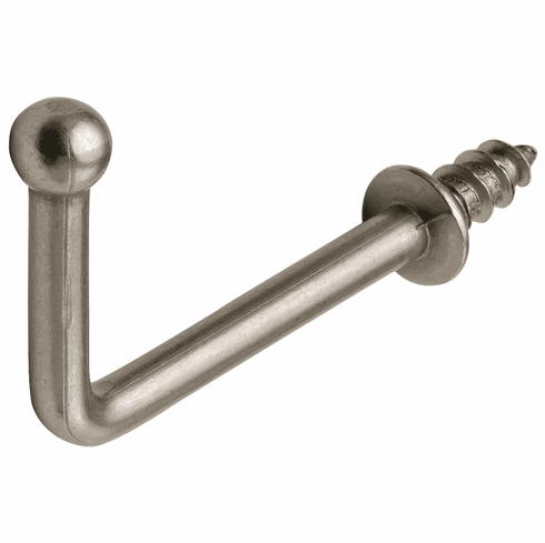 Hafele Ball Point Hook, Fits into 4 mm Holes, Matt nickel; 1 3/4" projection, Item# 510.86.602, 51086602, 510-86-602