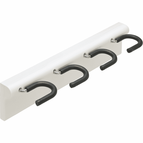 Hafele Broomstick Holder, Four Hook, dimensions (W x D x H): 318 x 27 x 75 mm, Item# 520.44.700, 52044700, 520-44-700