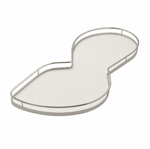Hafele LeMans II Set, for Blind Corner Cabinets, with soft closing and self closing mechanisms, with non-slip effect, Swings right, chrome/white, 2 x 45 shape trays, Item# 541.32.745, 54132745, 541-32-745