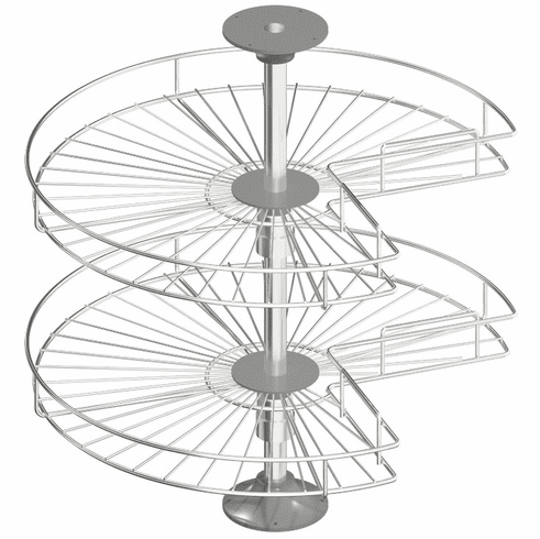 Hafele Three quarter circle carousel fitting, Hafele, for corner cabinets, with baskets, For overlay doors, For base unit: 900 x 900mm, wire carousel Diameter:: 714mm, with 2 wire carousels, Item# 542.15.210, 54215210, 542-15-210