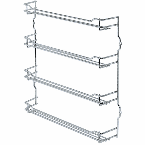 Hafele Spice Rack, Four Shelf, Steel, Chrome, W x H: 244 x 395 (9 5/8 x 15 9/16"), Item# 543.19.260, 54319260, 543-19-260