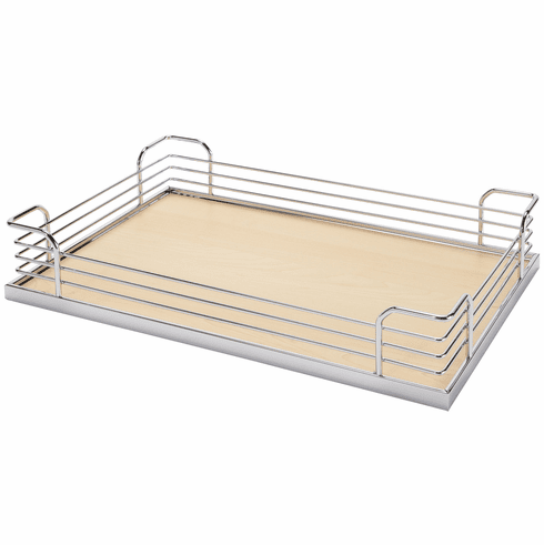 Hafele Storage Tray, Arena Plus, for 88 lbs. Weight Capacity Pantry Pull-Out and Base and Corner Units, With non-slip effect, Chrome/maple, depth: 390 mm (15 3/8"), Item# 545.60.179, 54560179, 545-60-179