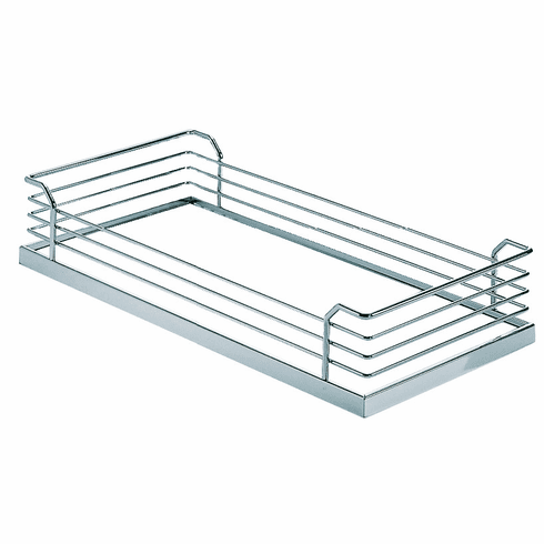 Hafele Storage Tray, Arena Plus, for 88 lbs. Weight Capacity Pantry Pull-Out and Base and Corner Units, With non-slip effect, Classic, railing: Chrome plated, shelf: White, width: 110 mm, Item# 545.60.275, 54560275, 545-60-275