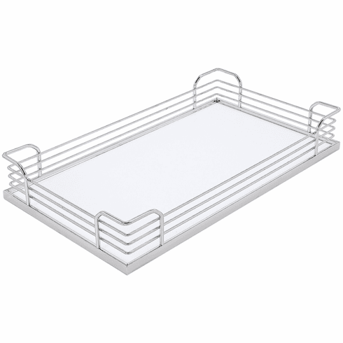 Hafele Storage Tray, Arena Plus, for 88 lbs. Weight Capacity Pantry Pull-Out and Base and Corner Units, With non-slip effect, Chrome/white, depth: 295 mm (11 5/8"), Item# 545.60.278, 54560278, 545-60-278