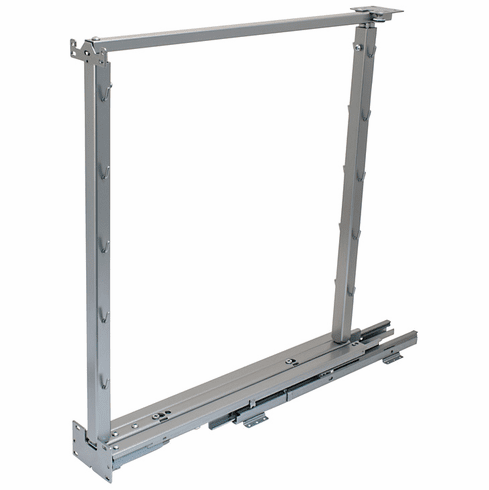 Hafele Dispensa Base Pull-Out Frame, Frame, 60 lbs. max with Soft Close, Height: 670  812 mm (26 3/8"  32"), 5 tray positions, silver, Item# 546.62.926, 54662926, 546-62-926