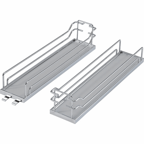 Hafele Tray Set, Dispensa, For Pantry Pull-Out & Base Pull-Out II, Chrome/Gray, width 4", 2 trays, Item# 546.63.578, 54663578, 546-63-578