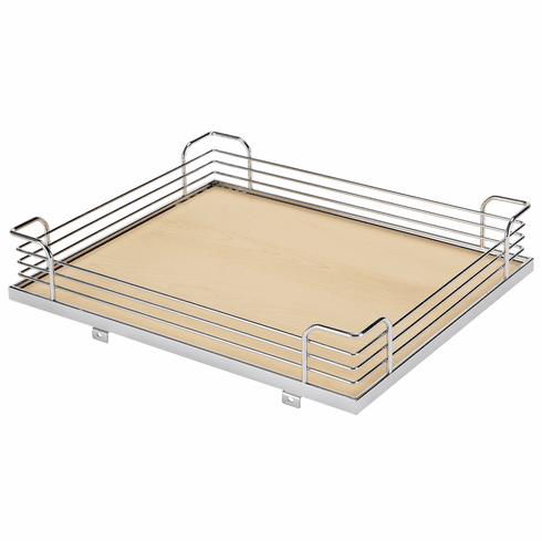 Hafele Storage Tray, Arena Plus, for 220 lbs. Weight Capacity Pantry Pull-Out, For Base Pull-Out II, Chrome/Maple, width 14 7/8", for frame width 21", Item# 546.92.282, 54692282, 546-92-282