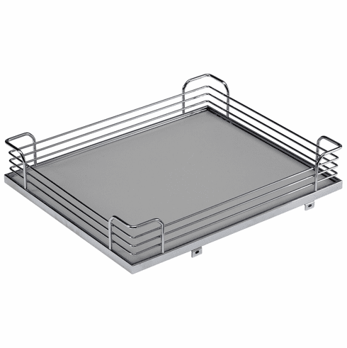 Hafele Storage Tray, Arena Plus, for 220 lbs. Weight Capacity Pantry Pull-Out, For Base Pull-Out II, Chrome/Gray, width 14 7/8", for frame width 21", Item# 546.92.582, 54692582, 546-92-582