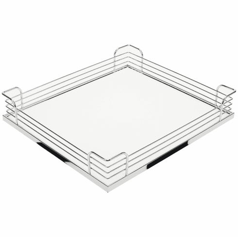 Hafele Storage Tray, Arena Plus, for 220 lbs. Weight Capacity Pantry Pull-Out, For Base Pull-Out II, Chrome/White, width 14 7/8", for frame width 21", Item# 546.92.782, 54692782, 546-92-782