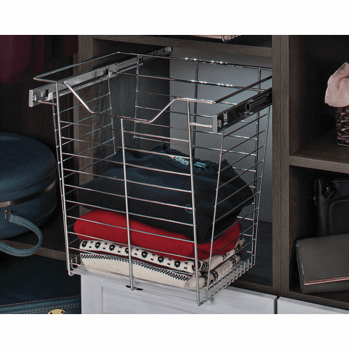 Hafele Wire Closet Basket, with Full Extension Slides, Gold polished, 14" x 17" x 6", with zinc-plated 14" slides, Item# 547.38.032, 54738032, 547-38-032