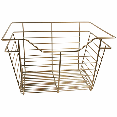 Hafele Wire Closet Basket, with Full Extension Slides, Gold polished, 14" x 23" x 11", with zinc-plated 14" slides, Item# 547.40.036, 54740036, 547-40-036