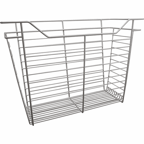 Hafele Wire Closet Basket, with Full Extension Slides, White, 12" x 23" x 17", with white 12" slides, Item# 547.40.718, 54740718, 547-40-718