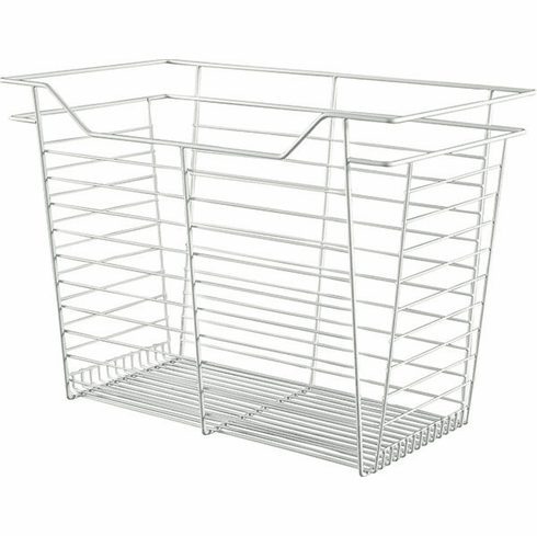 Hafele Wire Closet Basket, with Full Extension Slides, White, 14" x 23" x 17", with white 14" slides, Item# 547.40.738, 54740738, 547-40-738