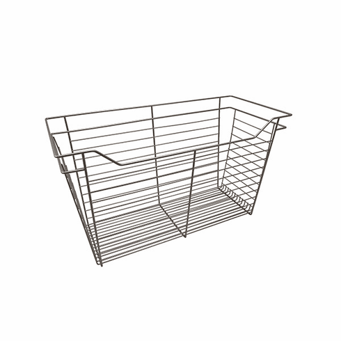 Hafele Wire Closet Basket, with Full Extension Slides, Matt nickel, 14" x 29" x 17", with nickel-plated 14" slides, Item# 547.41.638, 54741638, 547-41-638