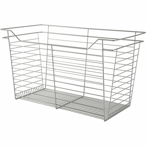 Hafele Wire Closet Basket, with Full Extension Slides, Matt nickel, 16" x 29" x 17", with nickel-plated 16" slides, Item# 547.41.658, 54741658, 547-41-658