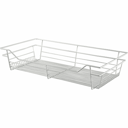 Hafele Wire Closet Basket, with Full Extension Slides, White, 16" x 29" x 6", with white 16" slides, Item# 547.41.752, 54741752, 547-41-752