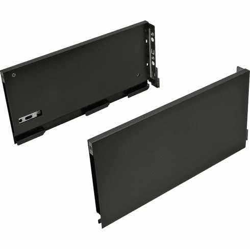 Hafele Grass Vionaro Drawer System, Side Height: (9 3/4") 249 mm, Graphite, drawer length: 381 mm (15"), Item# 550.44.339, 55044339, 550-44-339