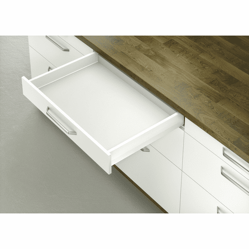 Hafele Drawer side runner system, Hafele Matrix Box P50, drawer side height (3 5/8") 92mm, load bearing capacity (110 lbs) 50 kg, Load bearing capacity 50 kg, Hafele Matrix Box P50 drawer set, drawer side height 92mm, White, Length: 550mm (21 5/8"), Item# 551.54.726, 55154726, 551-54-726