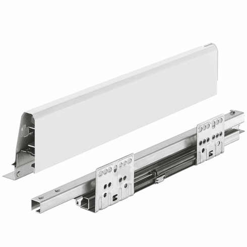 Hafele Drawer Set, Square Railing, Hafele Matrix Box S35, 84mm Drawer Height, (19 11/16") 500mm length; white, Item# 552.05.745, 55205745, 552-05-745