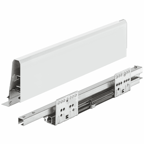 Hafele Drawer Set, Square Railing, Hafele Matrix Box S35, 120mm Drawer Height, (21 5/8") 550mm length; white, Item# 552.07.746, 55207746, 552-07-746