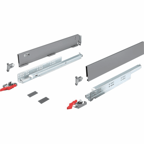 Hafele Matrix Box Slim A Drawer Set, 30 kg, 89 mm High, Push to Open, With full extension runners, Length 500 mm, anthracite, Item# 552.26.535, 55226535, 552-26-535