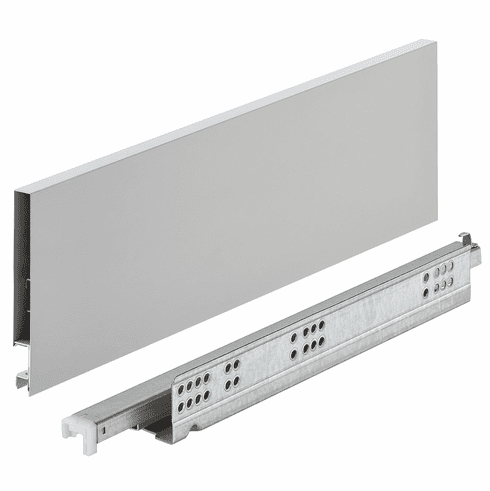 Hafele Drawer Set, Hafele Matrix Box Slim A, 128mm Drawer Height, (21 5/8") 550mm nominal length; gray, Item# 552.27.626, 55227626, 552-27-626