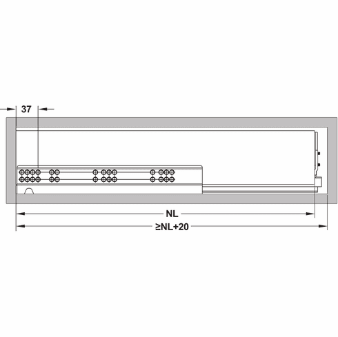 Hafele Drawer Set, Hafele Matrix Box Slim A, 175mm Drawer Height, (17 11/16") 450mm nominal length; anthracite, Item# 552.28.524, 55228524, 552-28-524