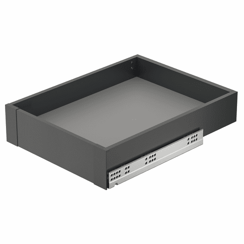 Hafele Front Bracket Set, Matrix Box Slim A30, 89 mm (3 1/2") Side Height, Internal drawer, Anthracite, Item# 552.31.590, 55231590, 552-31-590